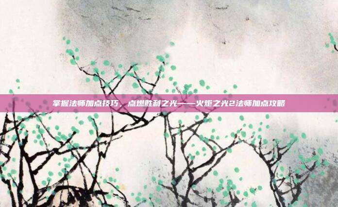 掌握法师加点技巧,点燃胜利之光——火炬之光2法师加点攻略