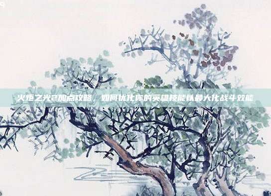 火炬之光2加点攻略,如何优化你的英雄技能以最大化战斗效能
