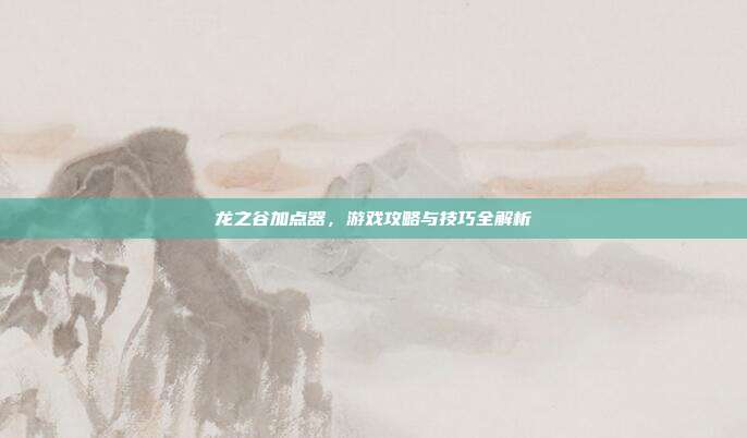 龙之谷加点器,游戏攻略与技巧全解析