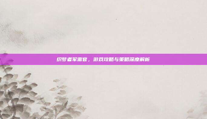 织梦者军需官,游戏攻略与策略深度解析