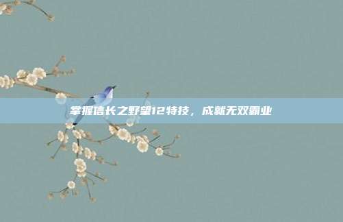 掌握信长之野望12特技,成就无双霸业