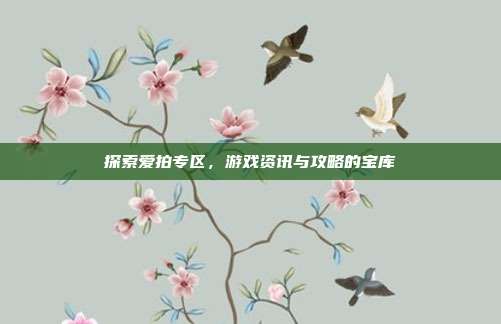 探索爱拍专区,游戏资讯与攻略的宝库