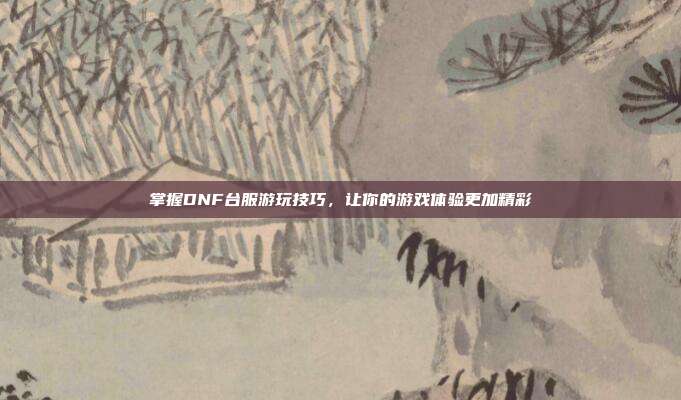 掌握DNF台服游玩技巧,让你的游戏体验更加精彩