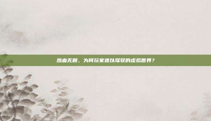 热血无赖,为何玩家难以驾驭的虚拟世界?