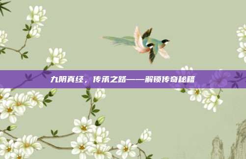 九阴真经,传承之路——解锁传奇秘籍