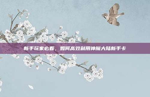 新手玩家必看,如何高效利用神魔大陆新手卡