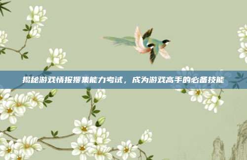 揭秘游戏情报搜集能力考试,成为游戏高手的必备技能