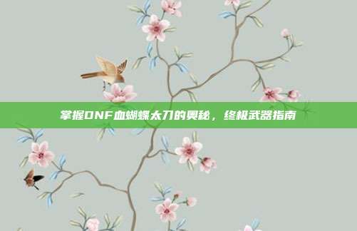 掌握DNF血蝴蝶太刀的奥秘,终极武器指南