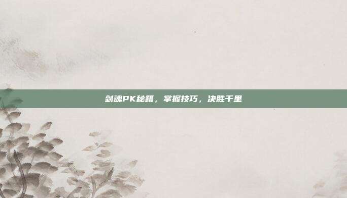 剑魂PK秘籍,掌握技巧,决胜千里
