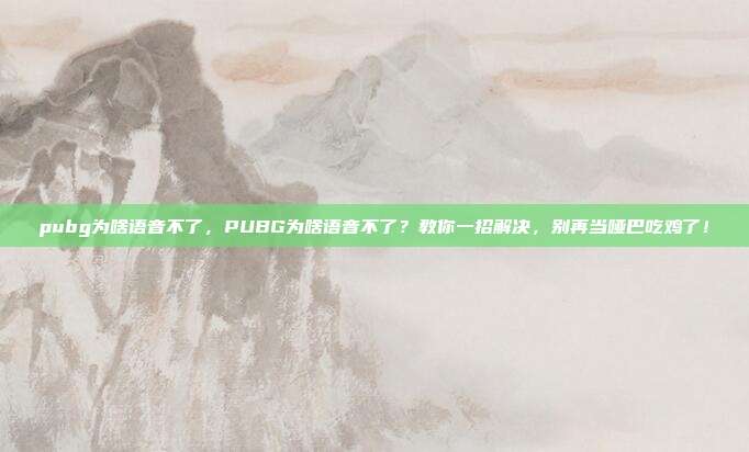 pubg为啥语音不了，PUBG为啥语音不了？教你一招解决，别再当哑巴吃鸡了！