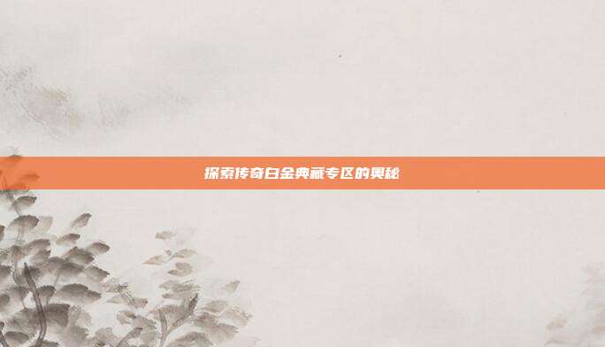 探索传奇白金典藏专区的奥秘