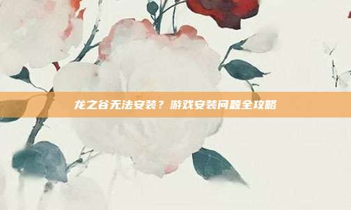 龙之谷无法安装?游戏安装问题全攻略