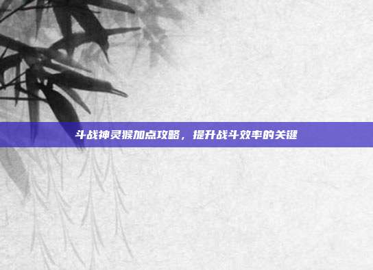 斗战神灵猴加点攻略,提升战斗效率的关键