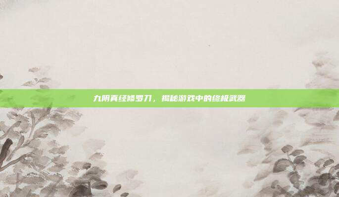 九阴真经修罗刀,揭秘游戏中的终极武器