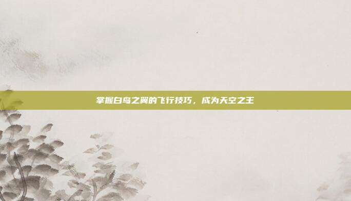 掌握白鸟之翼的飞行技巧,成为天空之王