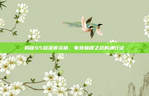 揭秘S5总决赛资格,电竞巅峰之战的通行证