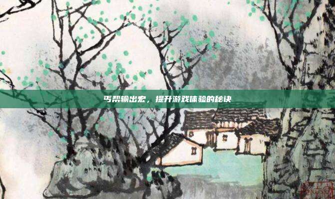 丐帮输出宏,提升游戏体验的秘诀