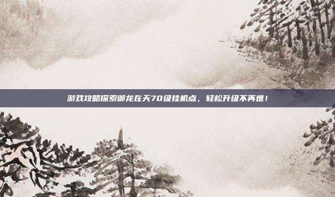 游戏攻略探索御龙在天70级挂机点,轻松升级不再难!