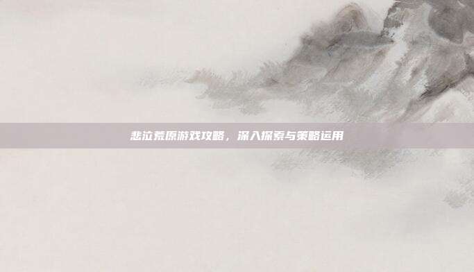悲泣荒原游戏攻略,深入探索与策略运用