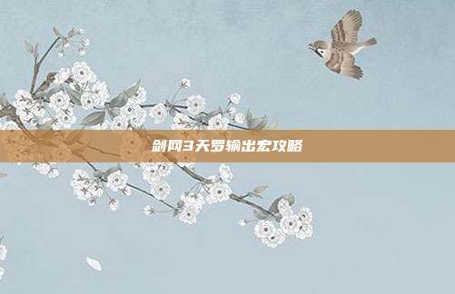 剑网3天罗输出宏攻略