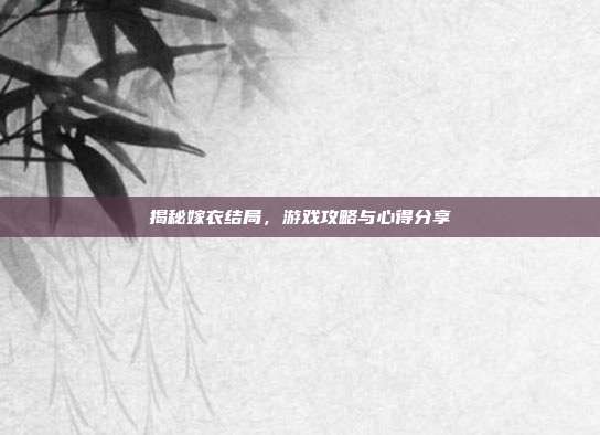 揭秘嫁衣结局,游戏攻略与心得分享