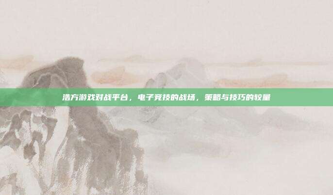 浩方游戏对战平台,电子竞技的战场,策略与技巧的较量