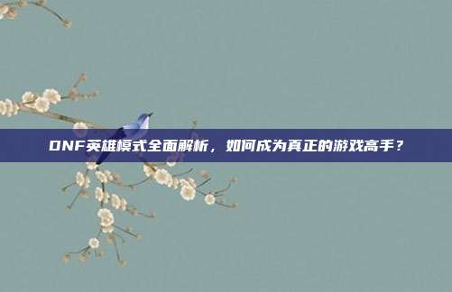 DNF英雄模式全面解析,如何成为真正的游戏高手?