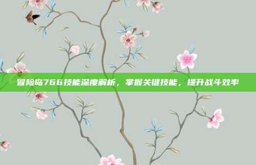 冒险岛766技能深度解析,掌握关键技能,提升战斗效率