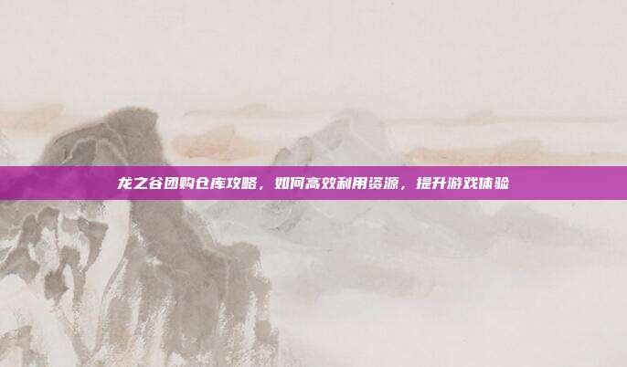 龙之谷团购仓库攻略,如何高效利用资源,提升游戏体验