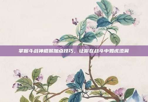 掌握斗战神棍猴加点技巧,让你在战斗中如虎添翼