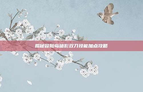 揭秘冒险岛暗影双刀技能加点攻略