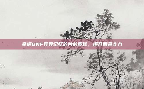 掌握DNF异界记忆碎片的奥秘,提升角色实力