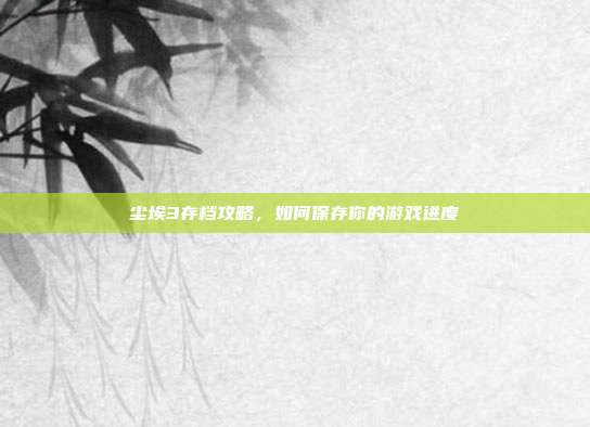 尘埃3存档攻略,如何保存你的游戏进度