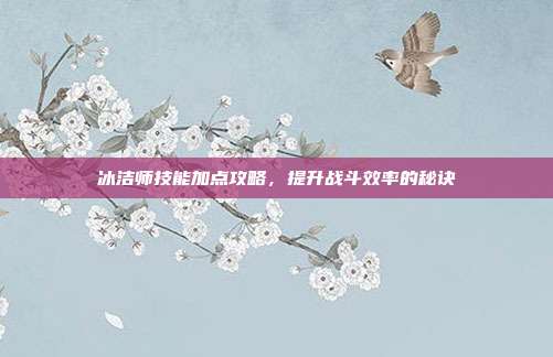 冰洁师技能加点攻略,提升战斗效率的秘诀