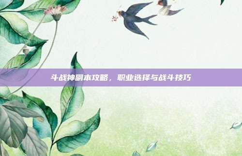 斗战神副本攻略,职业选择与战斗技巧