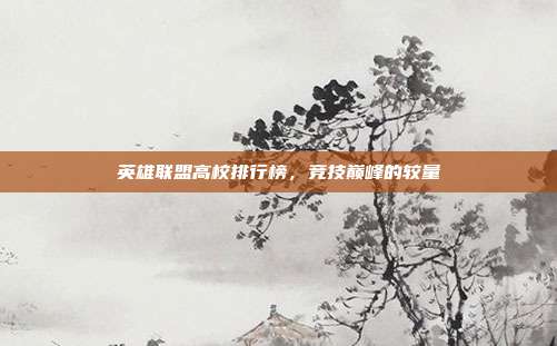 英雄联盟高校排行榜,竞技巅峰的较量