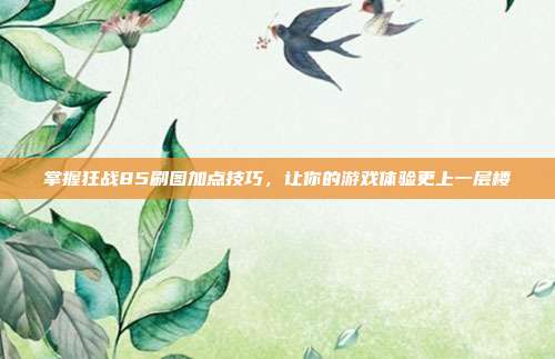 掌握狂战85刷图加点技巧,让你的游戏体验更上一层楼