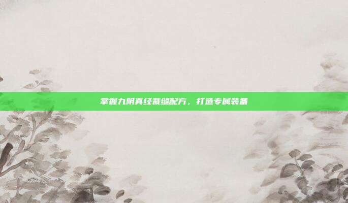 掌握九阴真经裁缝配方,打造专属装备