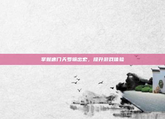掌握唐门天罗输出宏,提升游戏体验