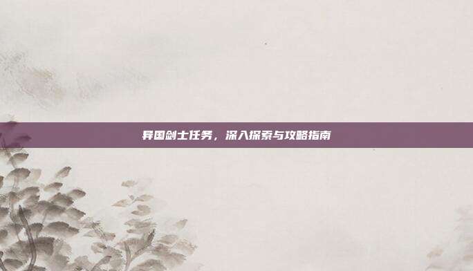 异国剑士任务,深入探索与攻略指南