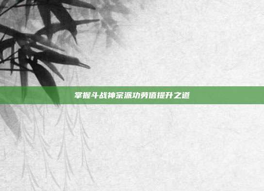 掌握斗战神宗派功劳值提升之道