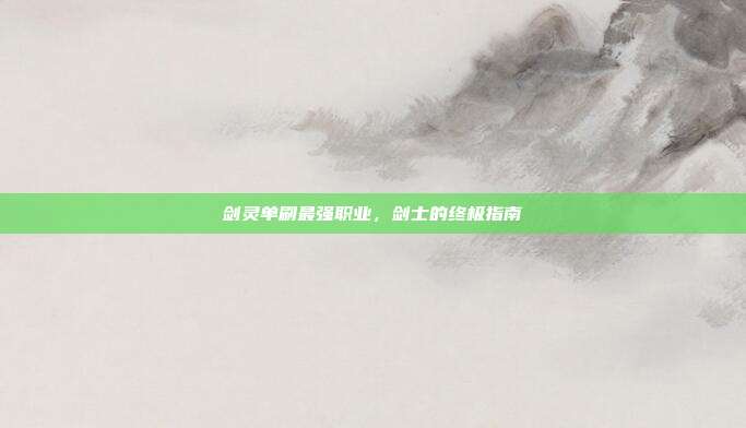 剑灵单刷最强职业,剑士的终极指南