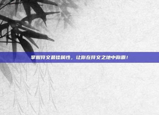 掌握符文最佳属性,让你在符文之地中称霸!