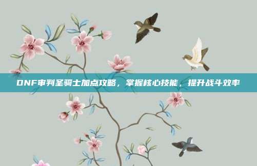 DNF审判圣骑士加点攻略,掌握核心技能,提升战斗效率