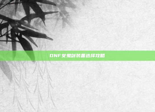 DNF女鬼剑装备选择攻略