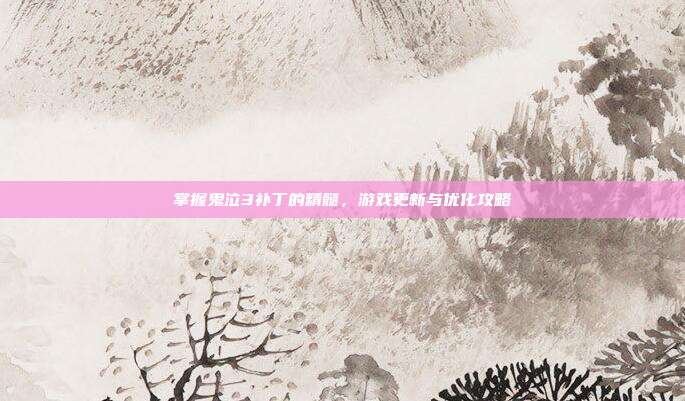 掌握鬼泣3补丁的精髓,游戏更新与优化攻略