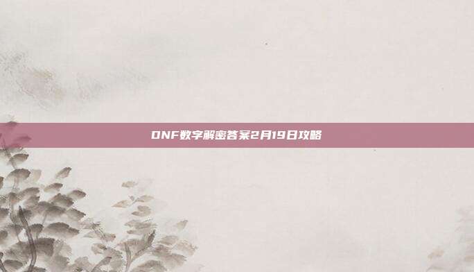 DNF数字解密答案2月19日攻略