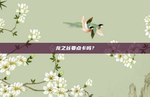 龙之谷要点卡吗？