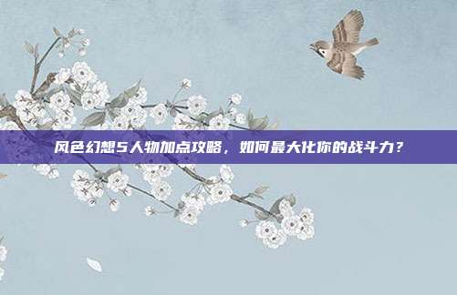 风色幻想5人物加点攻略,如何最大化你的战斗力?