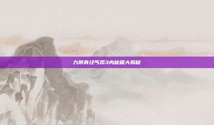 九阴真经丐帮3内秘籍大揭秘